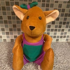 Sugar Loaf Sugarloaf Kangaroo plush purple green clothes Bow 11"